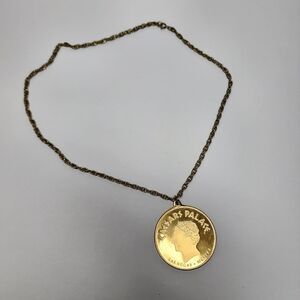 Vintage 1990s Caesars Palace Gold Coin Medallion Pendant Necklace